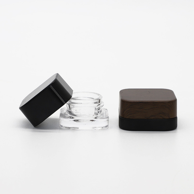 5ml 9ml Child Safe Packaging Cosmetic Eye Cream In Black Square Cosmetic Glass With Air Tight Jar
