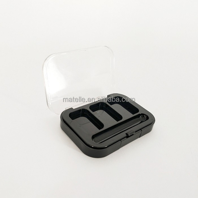 Clear Single Recyclable Eyeshadow Palette 3 Colors Square Lid Curled Eyeshadow Case Black Rectangle
