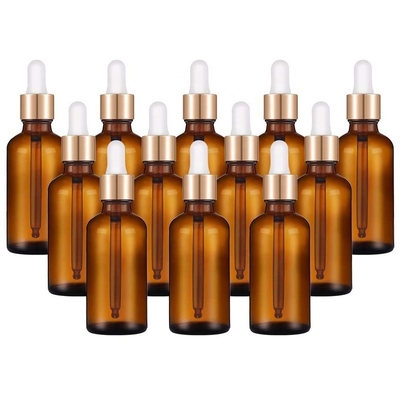 Cosmetic Bottles 1 Ounce Amber Glass Bottles Empty Tincture Eye Dropper Bottle 1 With Gold Caps For Essential Oils, Perfume